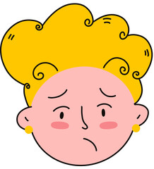 Worried woman face illustration flat vector