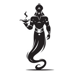Guardian of fate Genie silhouette, an eternal force - Genie illustration - Genie vector - mythical creature silhouette
