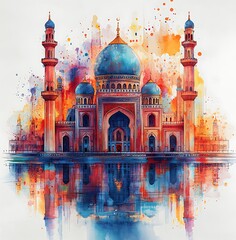 Illustration of a beautiful Muslim place of worship, a mosque.