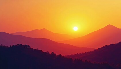 Fototapeta premium Sunset landscape with abstract warm yellow hues, calmingcolors, softlighting, gradienteffect