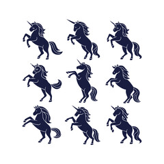 Mystical Unicorn Vector Art Isolated Silhouette Collection