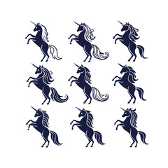 Fototapeta premium Mystical Unicorn Vector Art Isolated Silhouette Collection