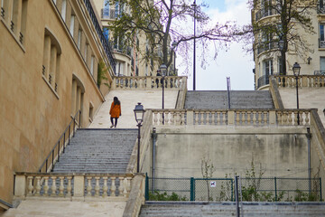 Beautiful street in 16th district of Paris, France.