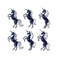Elegant Unicorn Clip Art Isolated Vector Illustrations