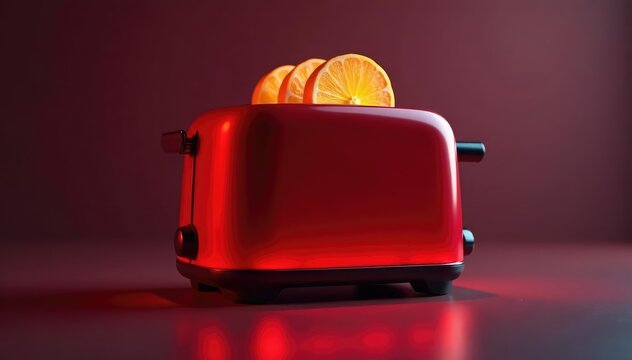 Toaster con llama roja y brillante en el fondo, cer?mica, tostador, tostado