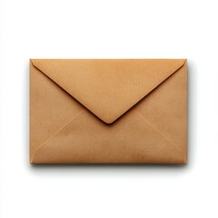 A closed brown envelope placed on a white background, showcasing its textured surface and pointed flap design.