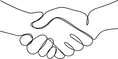 Simple Line Art Drawing of a Handshake Agreement