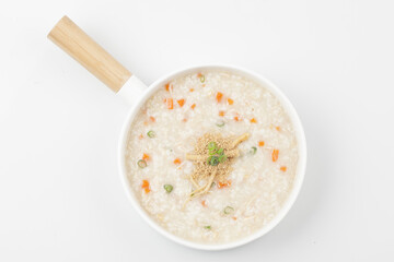 Add chicken and porridge. Cut the chicken into pieces, strain through a large sieve to loosen the...