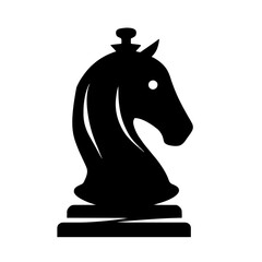 Minimalist black silhouette of a chess knight piece symbolizing strategy and intelligence © Fuzzy08 Design