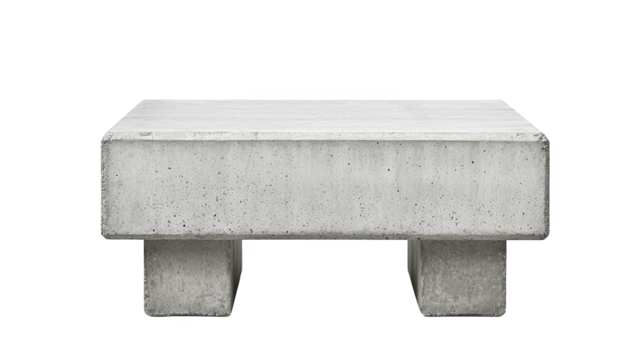 Modern minimalist concrete table on black background, industrial design furniture for contemporary interior