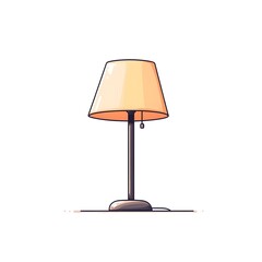 Obraz premium Elegant desk lamp with a soft shade creating a warm glow in a cozy room setting during the evening