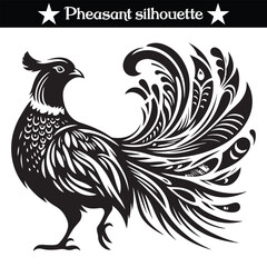 pheasant silhouette vector illustration eps 10