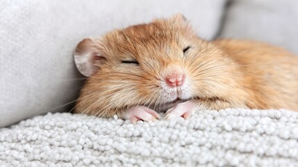 Sleepy Hamster on Soft Surface