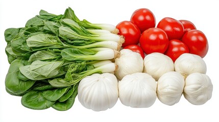 Fresh Bok Choy, Tomatoes, and Cheese Arrangement