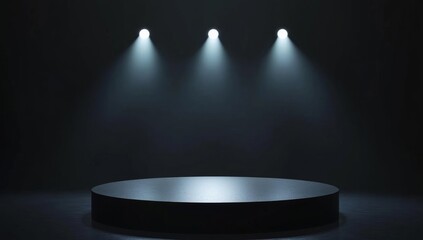 Dark Stage Platform Lit by Spotlight