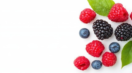 Fresh Berries on White Background A Culinary Delight