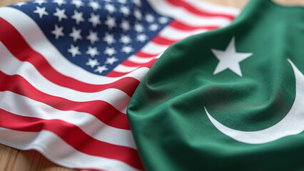 Pakistan and USA flag fabric texture