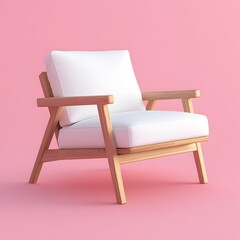 pink armchair isolated on white background