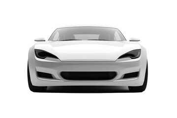 Fototapeta premium Sleek white sports car front view isolated on transparent background