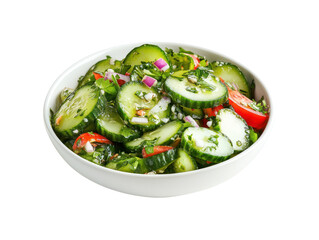 Delicious salad with cucumbers tomatoes and onions in a bowl