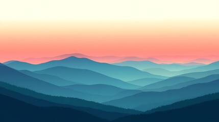 Obraz premium Serene Sunset Over Rolling Blue Mountains