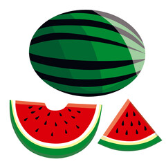 Watermelon Vector illustration. Set of fruits. Summer fruit collection. Fruits watermelon. Vegetarian and ecology food
