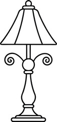 Elegant Table Lamp, Classic Design, Home Decor, Line Art, Simple Illustration, Lighting Fixture, Int
