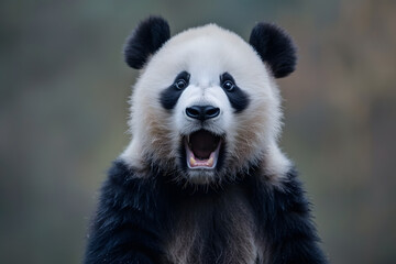 Obraz premium Surprised panda in natural habitat