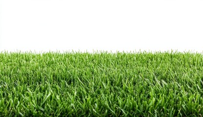 Vibrant green grass texture on white background, lush and dense. Ideal for spring, summer, nature, or environmental themes. Perfect for design
