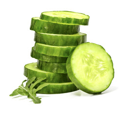 Plasterki ogórka ułożone w stos na białym tle © Blue Pixel
