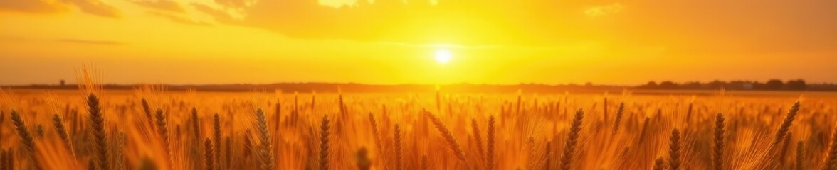 Obraz premium Sunset over a field of wheat with yellow lined paper texture background, natural light, landscape