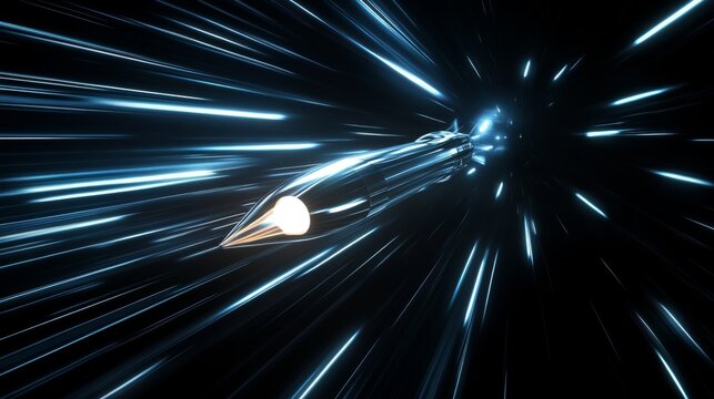 Realistic image of hypersonic missile in high speed flight highlights advanced missile technology
