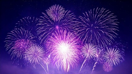 Fototapeta premium 青い夜空に輝く綺麗で美しい打ち上げ花火のイメージ 背景素材 AI生成素材