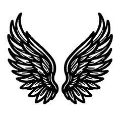 a black icon of a pair of wings isolated on white