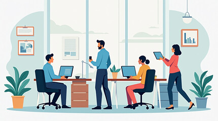 Business People Working in an Office – Isometric