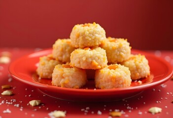 Homemade scones on a plate on table
