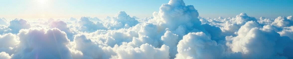 Obraz premium Towering high in the air a wall of clouds forms, sky, layered, puffy