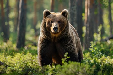 Fototapeta premium Majestic Brown Bear in a Forest