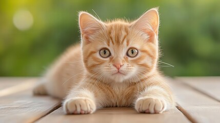 Obraz premium Adorable ginger kitten outdoors
