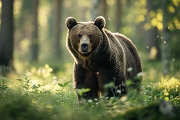 Fototapeta premium A Close Encounter with a Brown Bear in the Forest