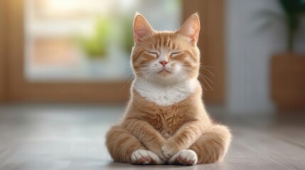 Serene cat in lotus yoga pose