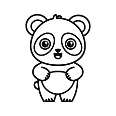awaii Panda - Cute Black and White Vector Illustration