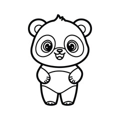 awaii Panda - Cute Black and White Vector Illustration