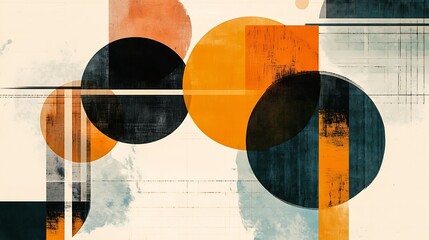 Abstract Geometric Composition Of Circles And Rectangles