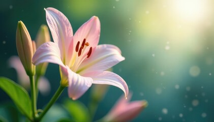 Fototapeta premium Delicate lily stems swaying gently in the breeze, branches, soft
