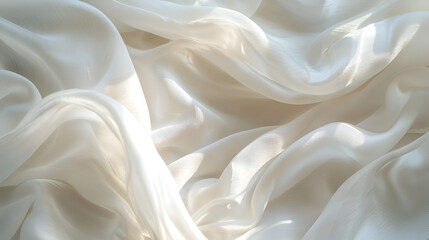 Obraz premium Flowing, luxurious fabric cascades gracefully, catching light and shadow in its delicate folds. Texture design.