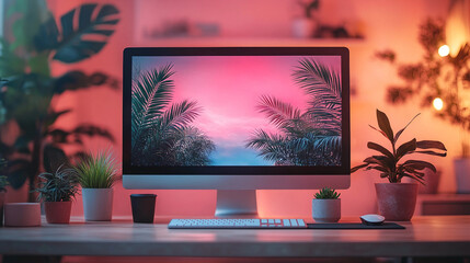 palm tree at night tv