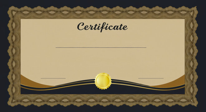 Elegant blank certificate with gold border and seal ready for customization