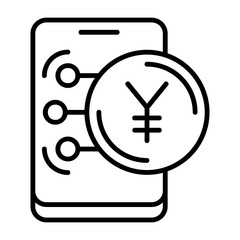 Japanese Yen Outline Style Icon Design