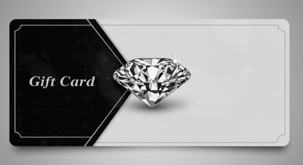 Luxurious diamond gift card design with elegant black and white theme